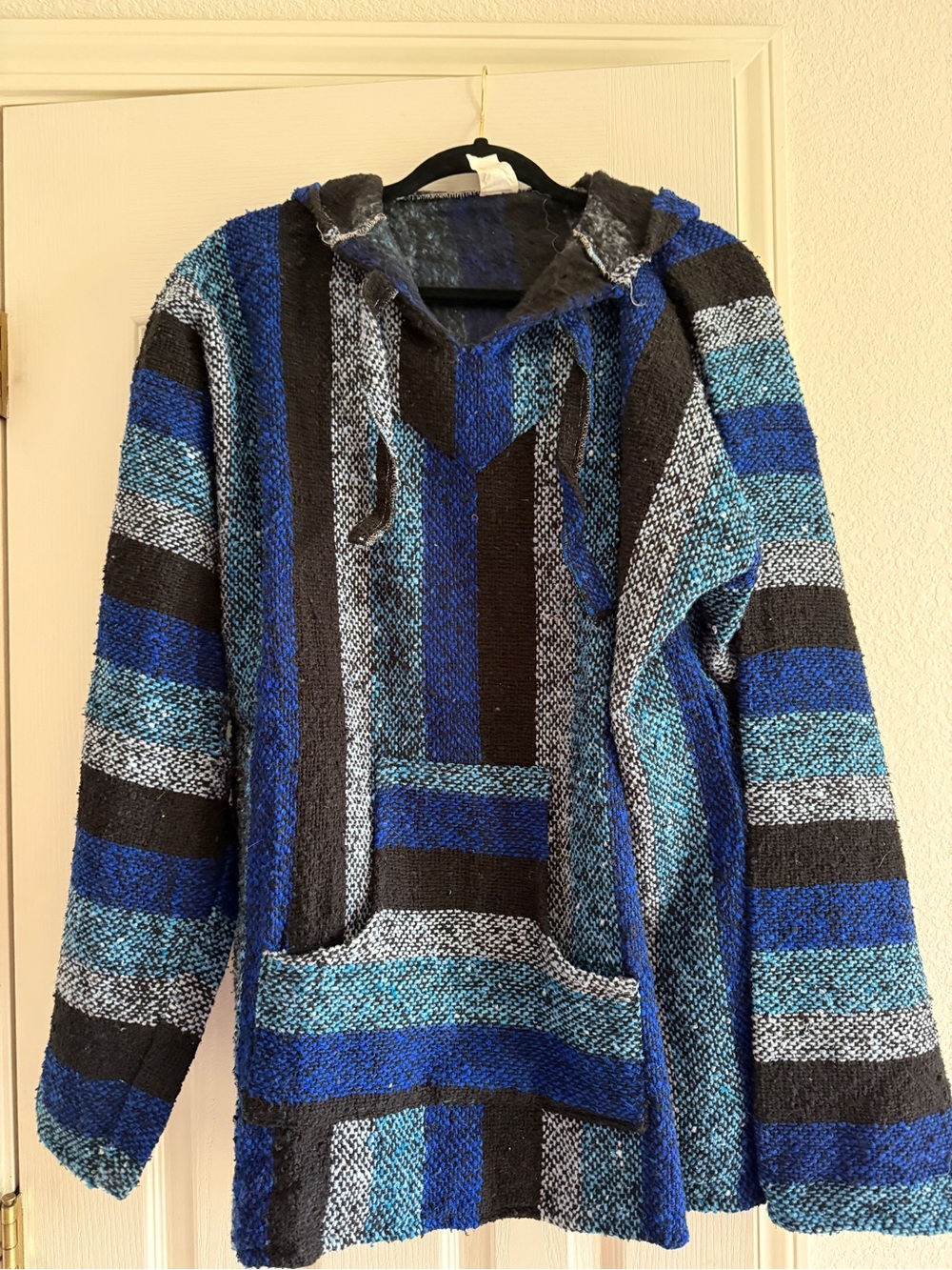 Blue Striped Hooded Baja Pullover